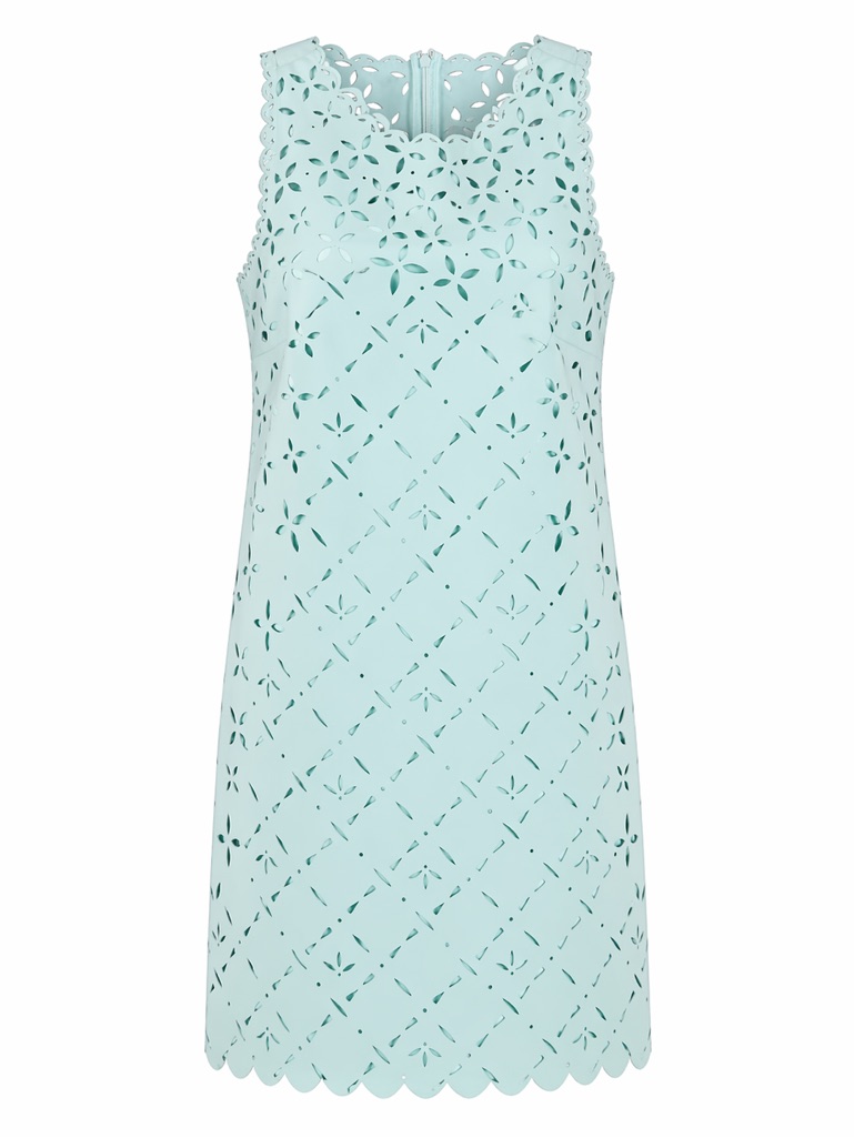 J.Crew Mint Eyelet Shift Dress Size 4 Scalloped Hem